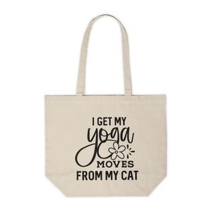 I Get My Yoga Moves From My Cat Custom Canvas Tote Bag